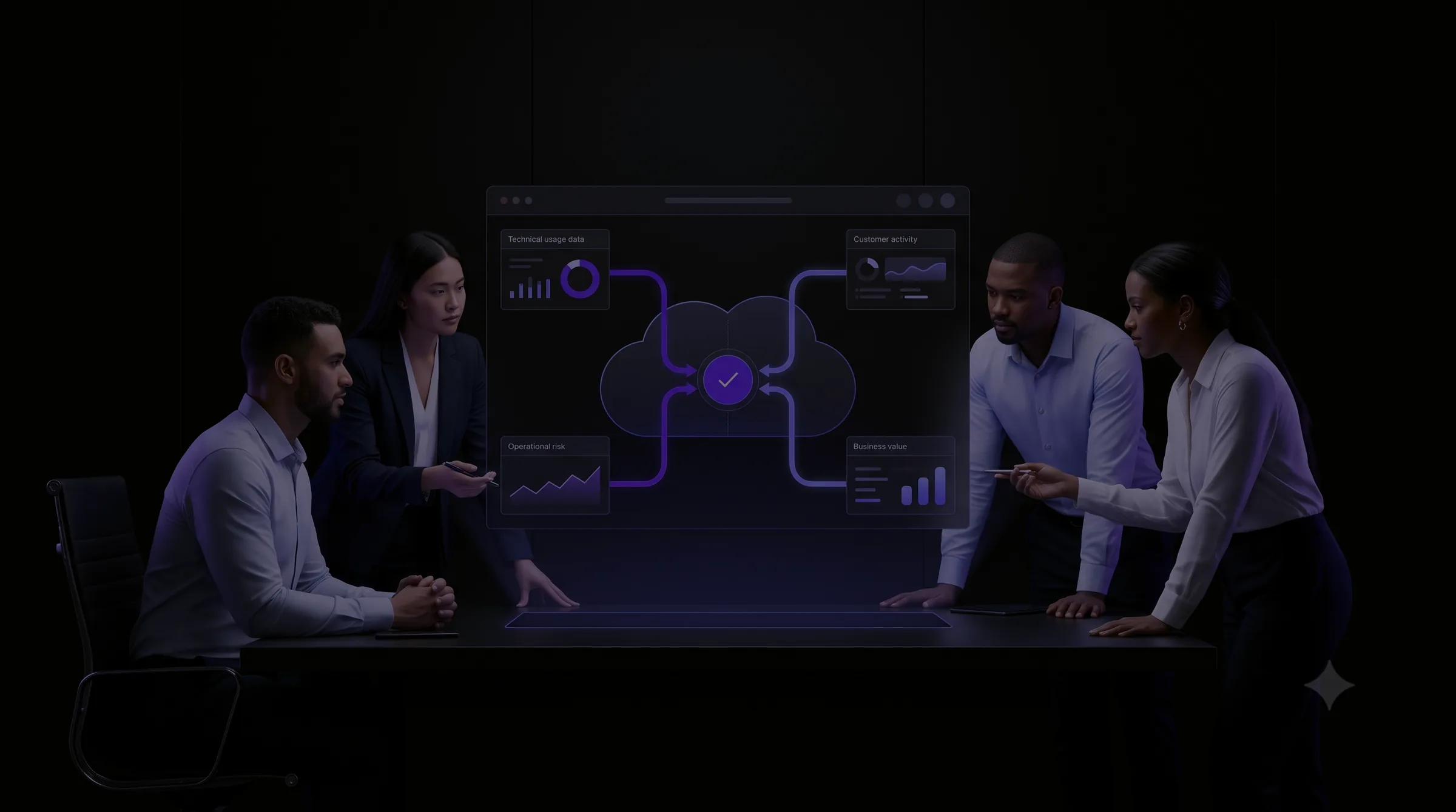 Engineering, finance, and product collaborating around shared cloud cost and ownership signals